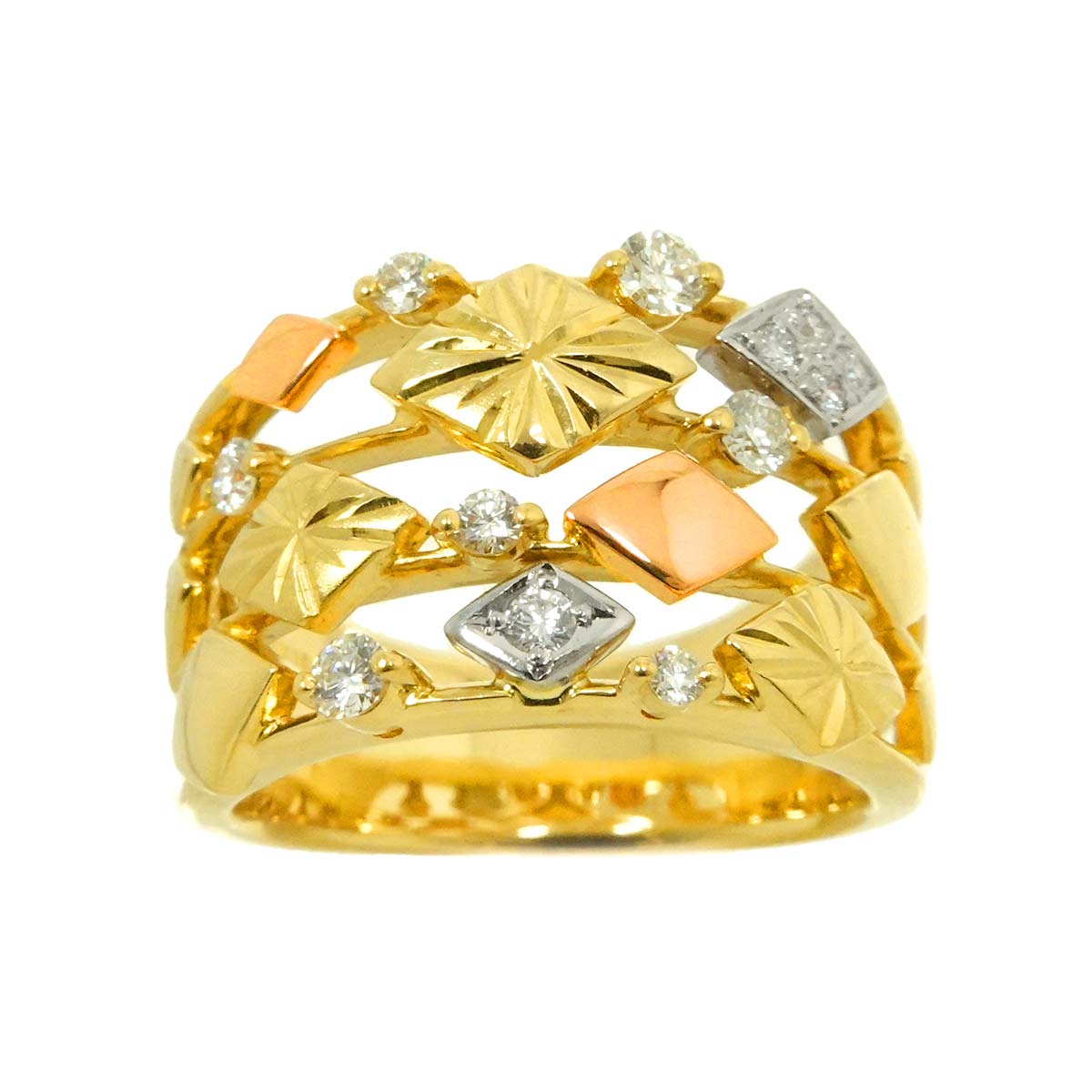 Diamond 0.28ct Ring 18K YG PG 750 Platinum Size6-6.25(US)