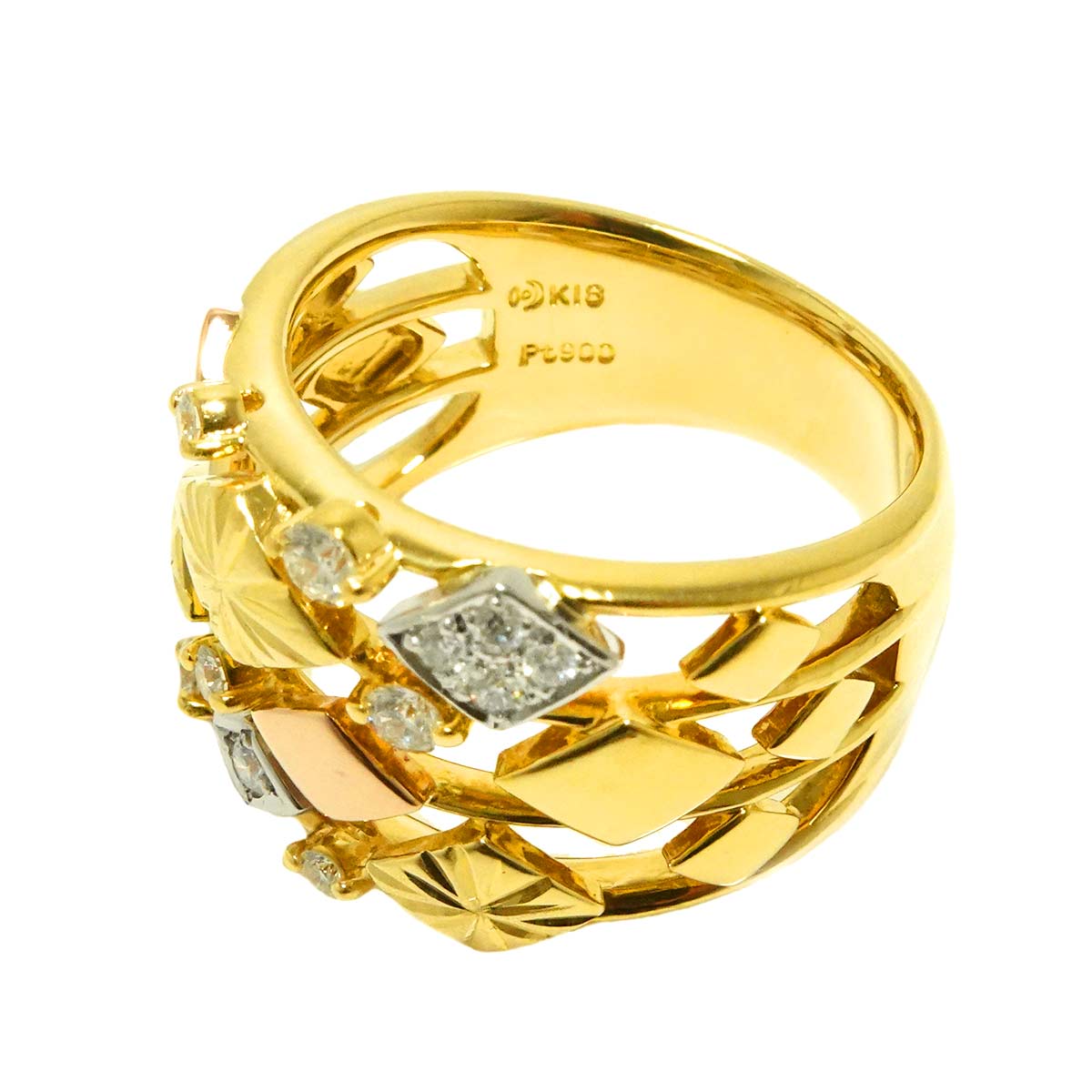 Diamond 0.28ct Ring 18K YG PG 750 Platinum Size6-6.25(US)