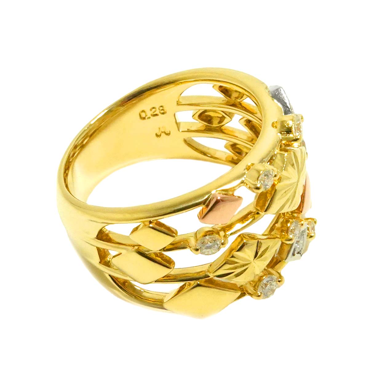 Diamond 0.28ct Ring 18K YG PG 750 Platinum Size6-6.25(US)