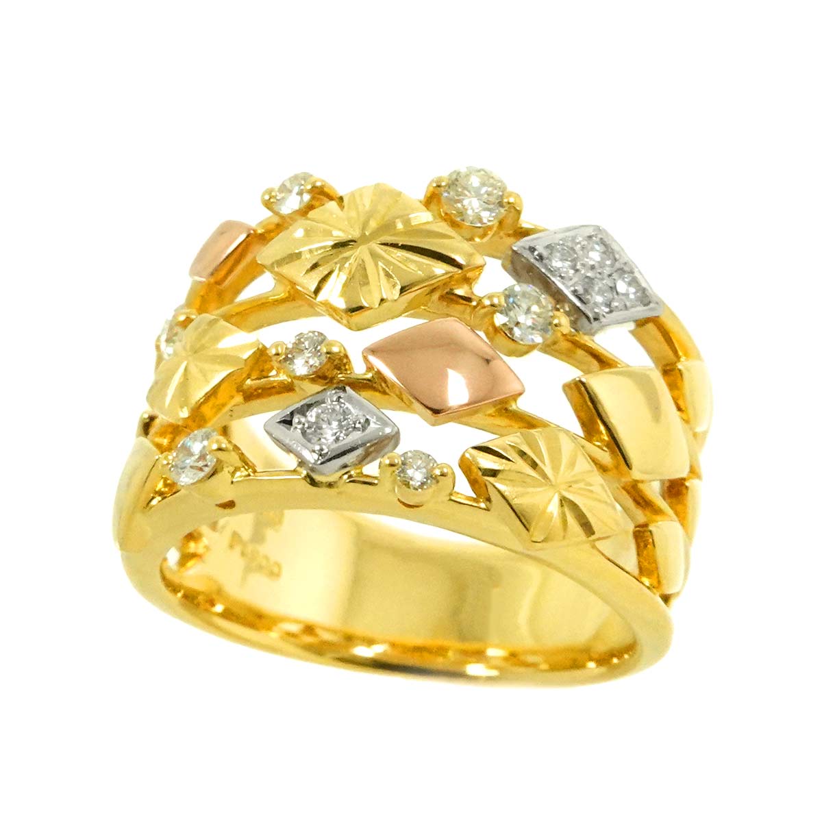 Diamond 0.28ct Ring 18K YG PG 750 Platinum Size6-6.25(US)