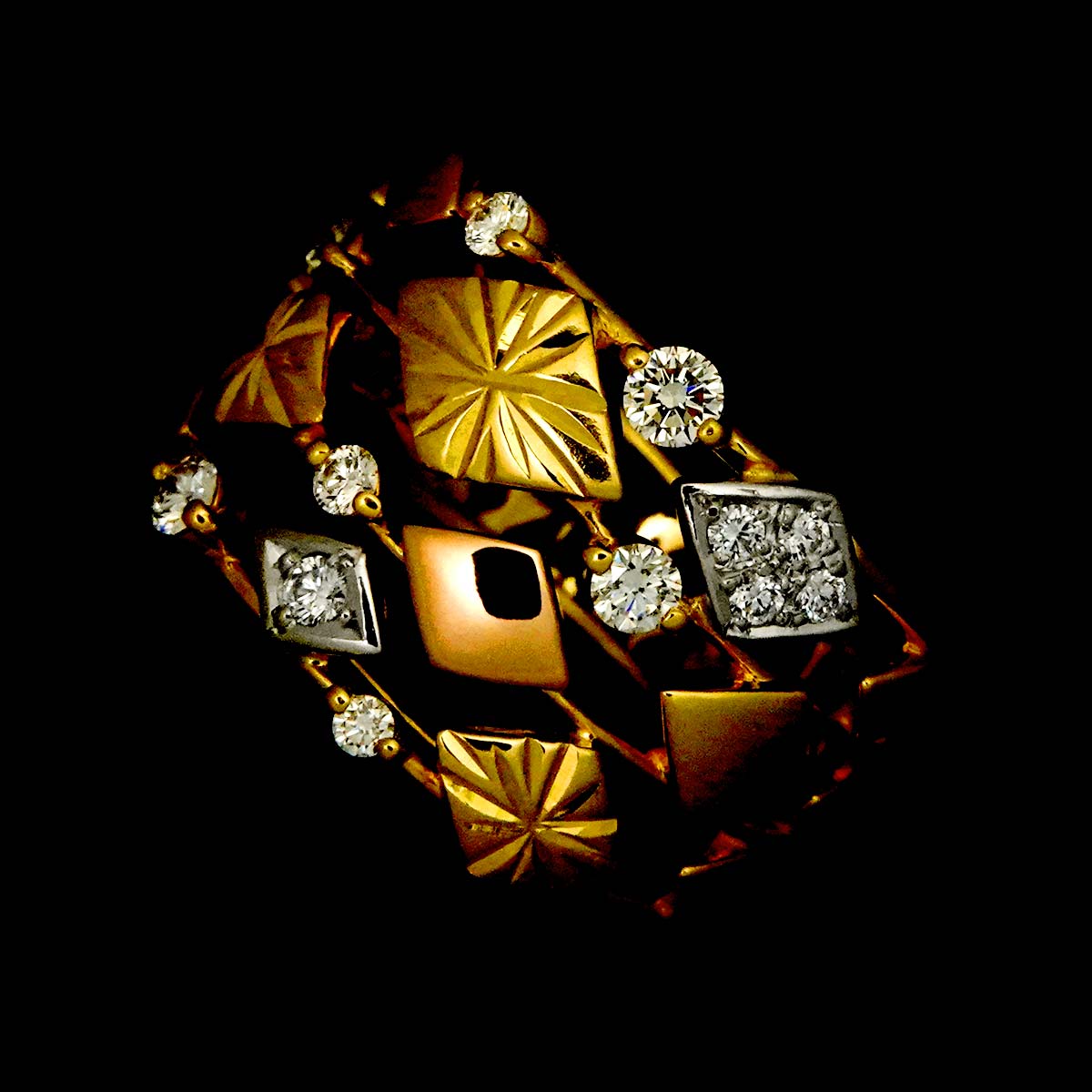 Diamond 0.28ct Ring 18K YG PG 750 Platinum Size6-6.25(US)