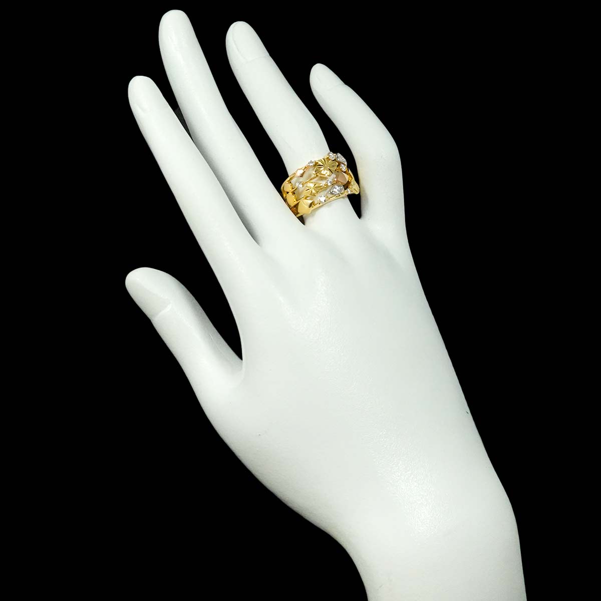 Diamond 0.28ct Ring 18K YG PG 750 Platinum Size6-6.25(US)