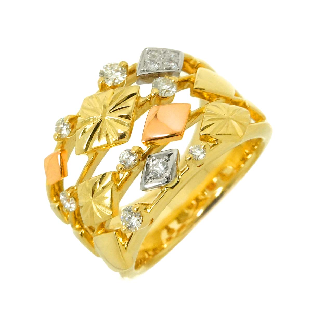 Diamond 0.28ct Ring 18K YG PG 750 Platinum Size6-6.25(US)