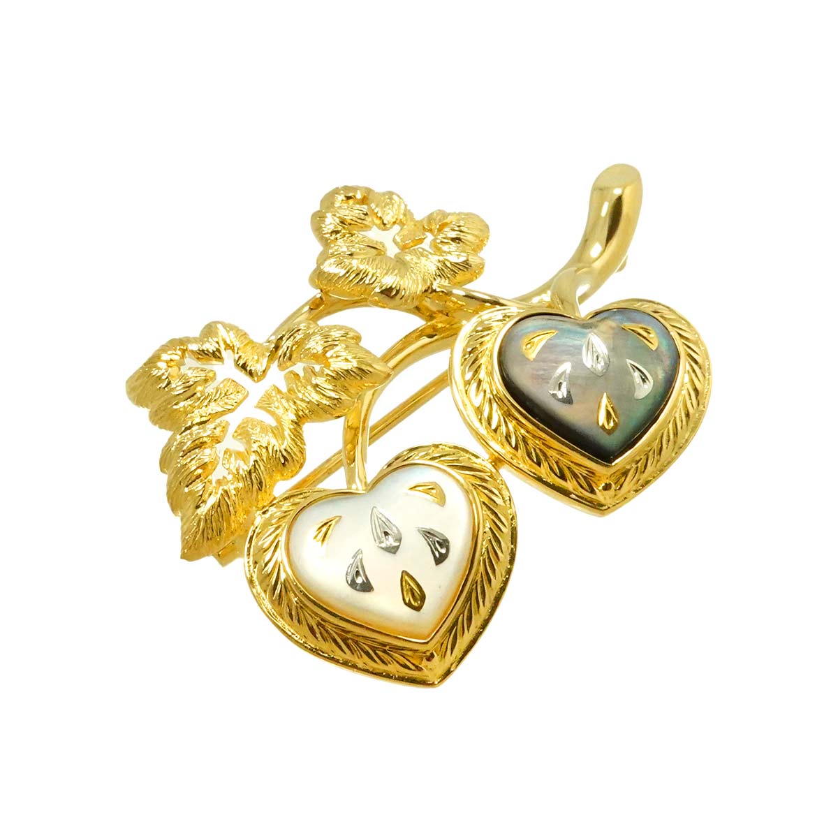 Pique Mother of Pearl MOP Brooch 18K YG 750