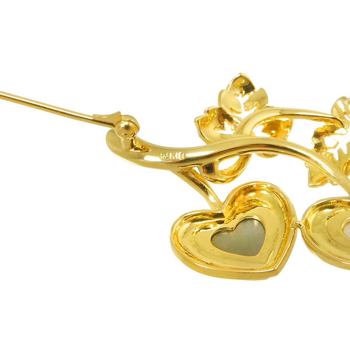 Pique Mother of Pearl MOP Brooch 18K YG 750