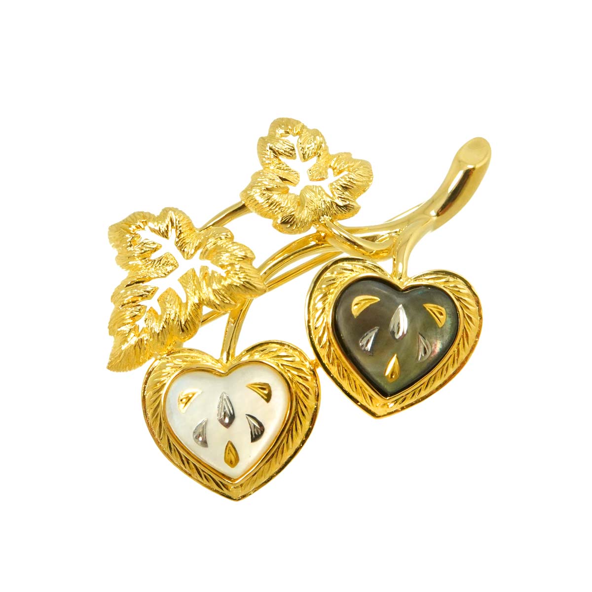 Pique Mother of Pearl MOP Brooch 18K YG 750