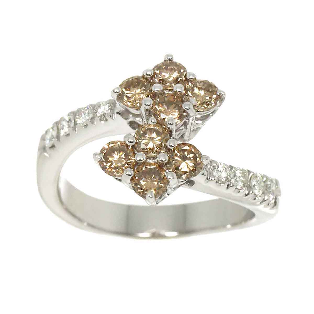 Diamond Ring 18K White Gold 750 size4.75-5(US)