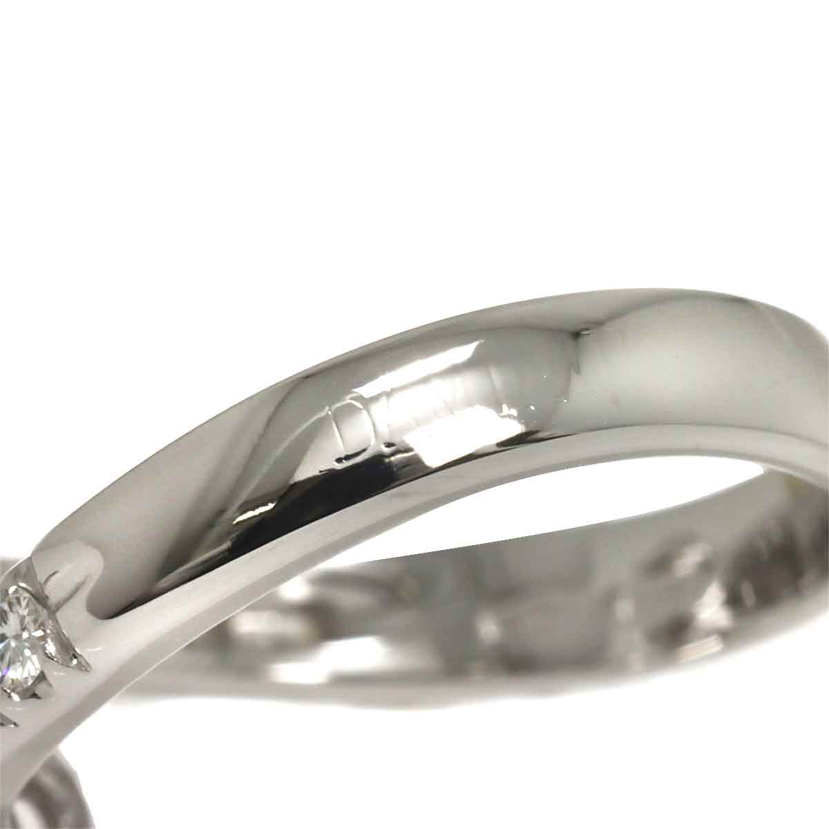 Diamond Ring 18K White Gold 750 size4.75-5(US)