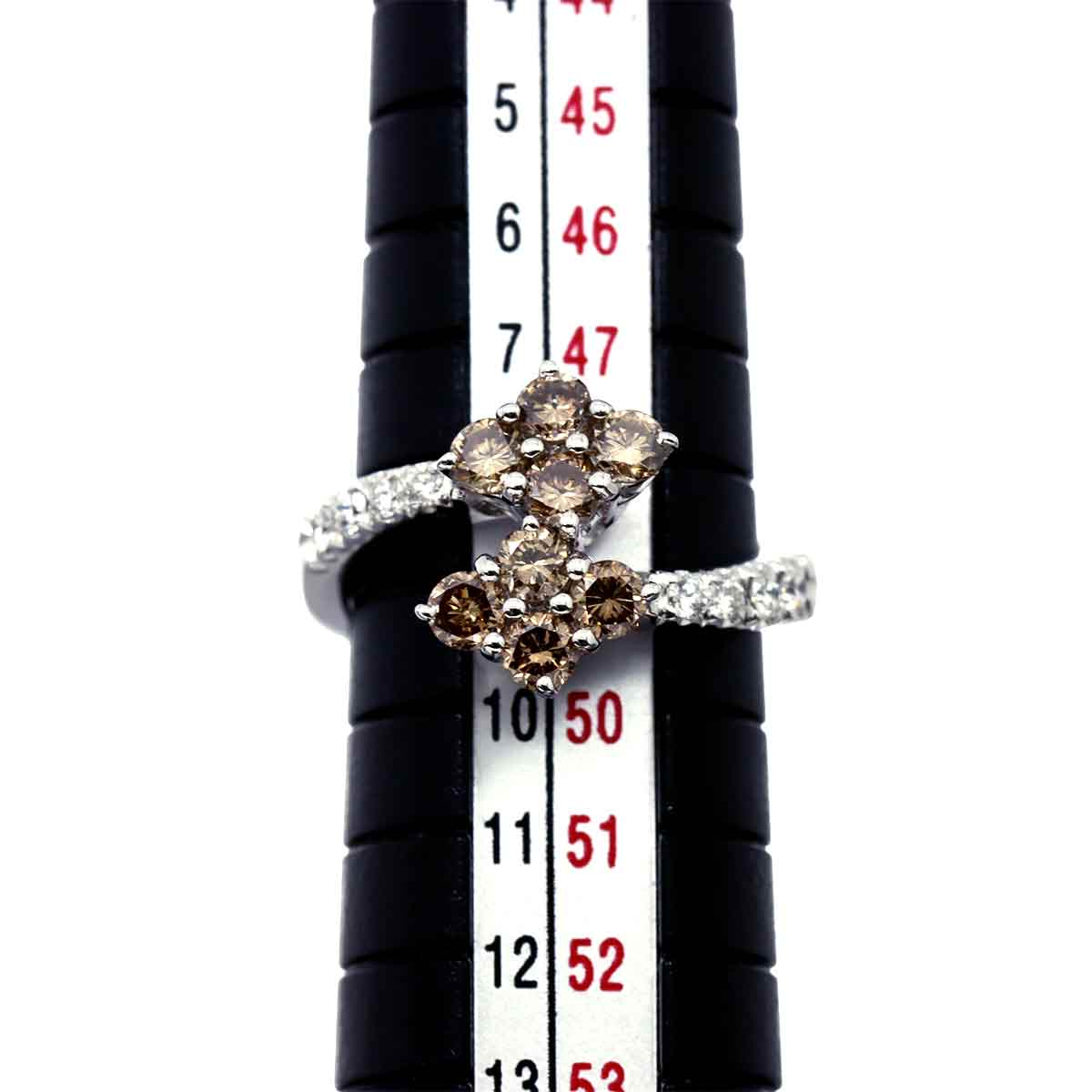 Diamond Ring 18K White Gold 750 size4.75-5(US)