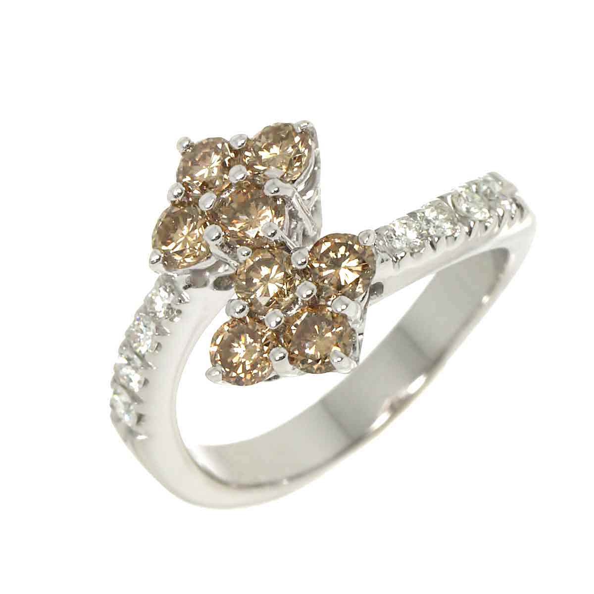 Diamond Ring 18K White Gold 750 size4.75-5(US)
