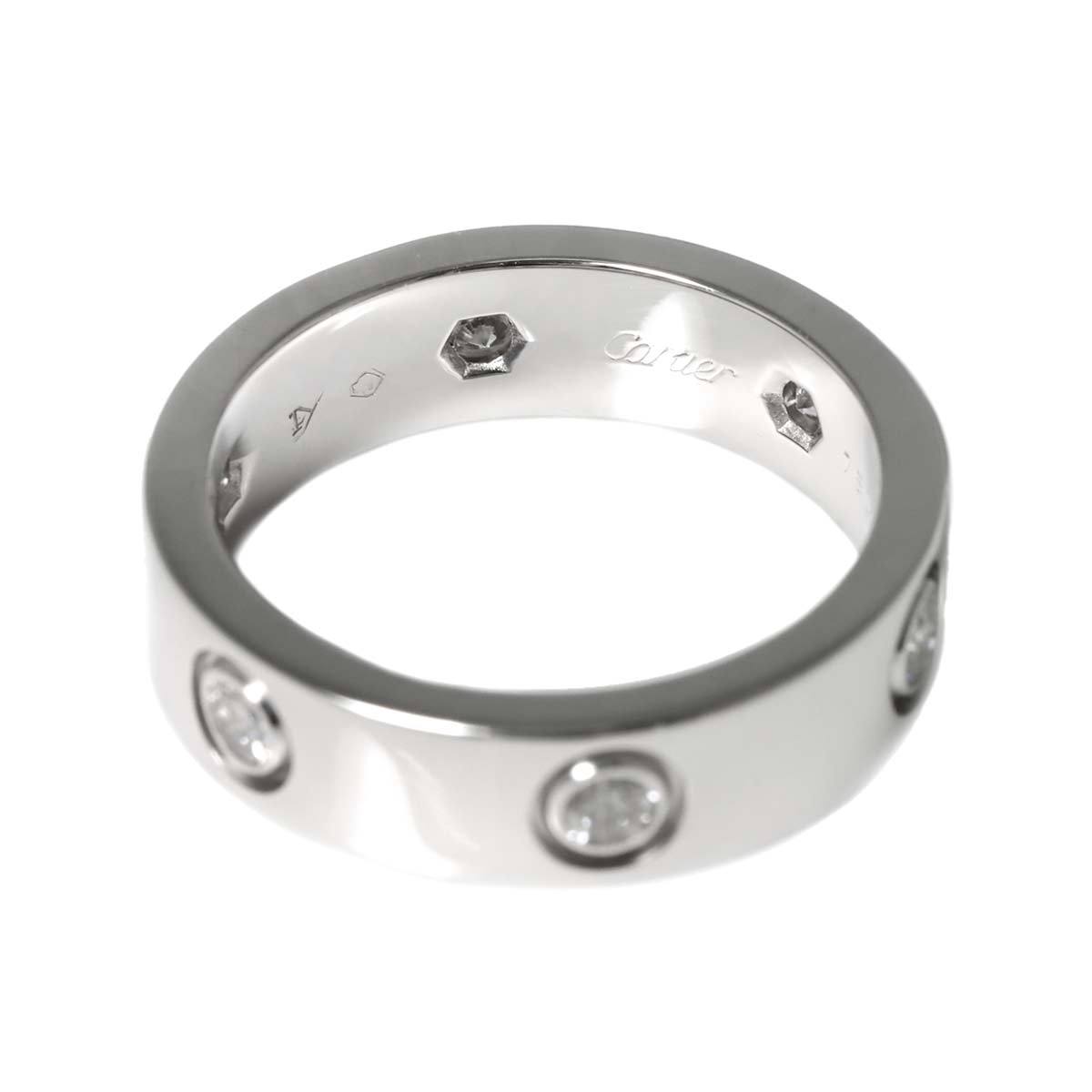 Love Ring Full Diamond 18K White Gold size54 6.5-6.75(US)