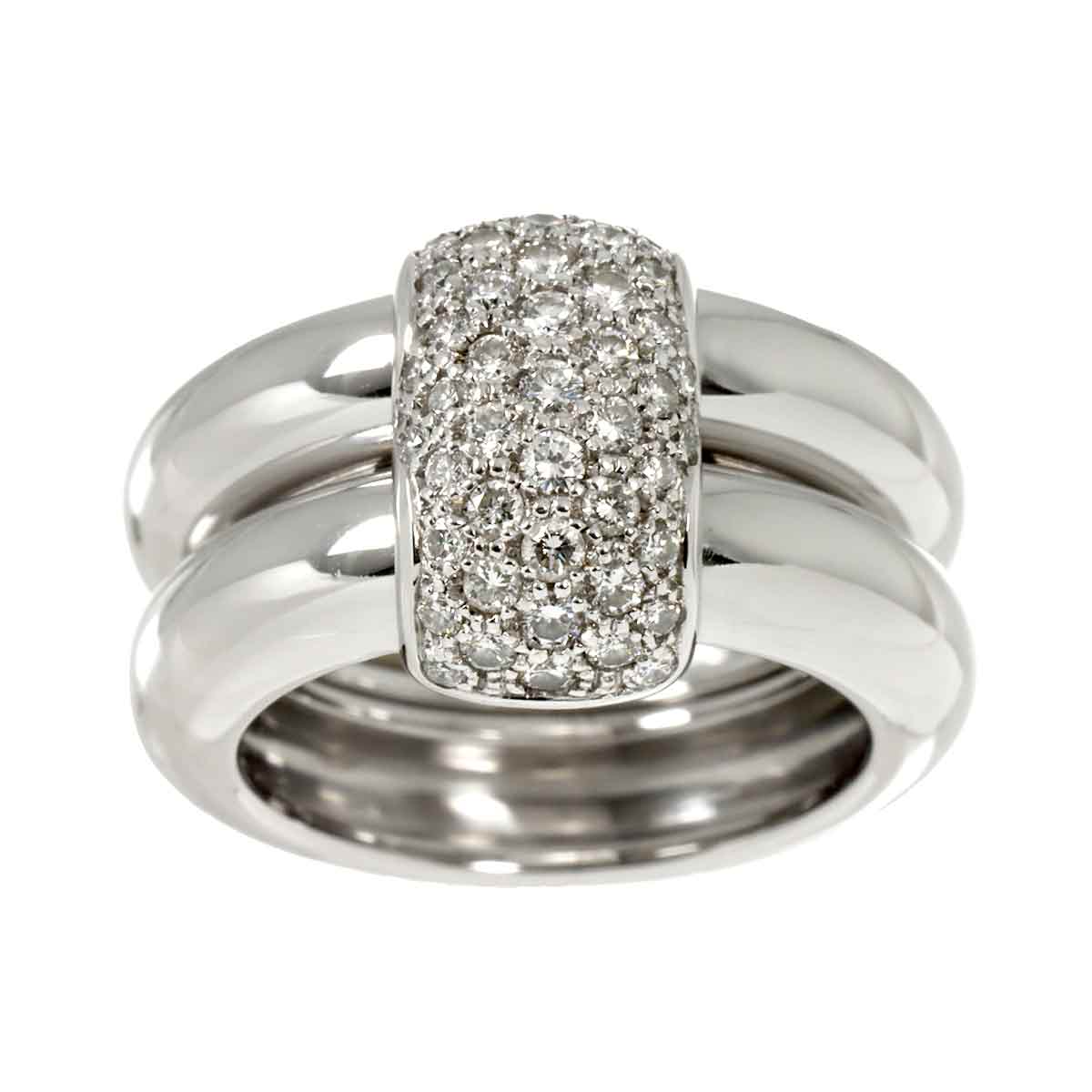 Diamond Ring 18K White Gold 750 size 6.25-6.5(US)