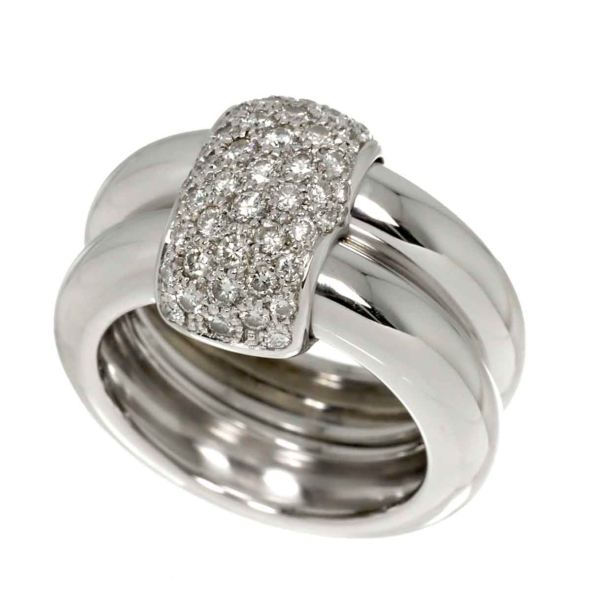 Diamond Ring 18K White Gold 750 size 6.25-6.5(US)