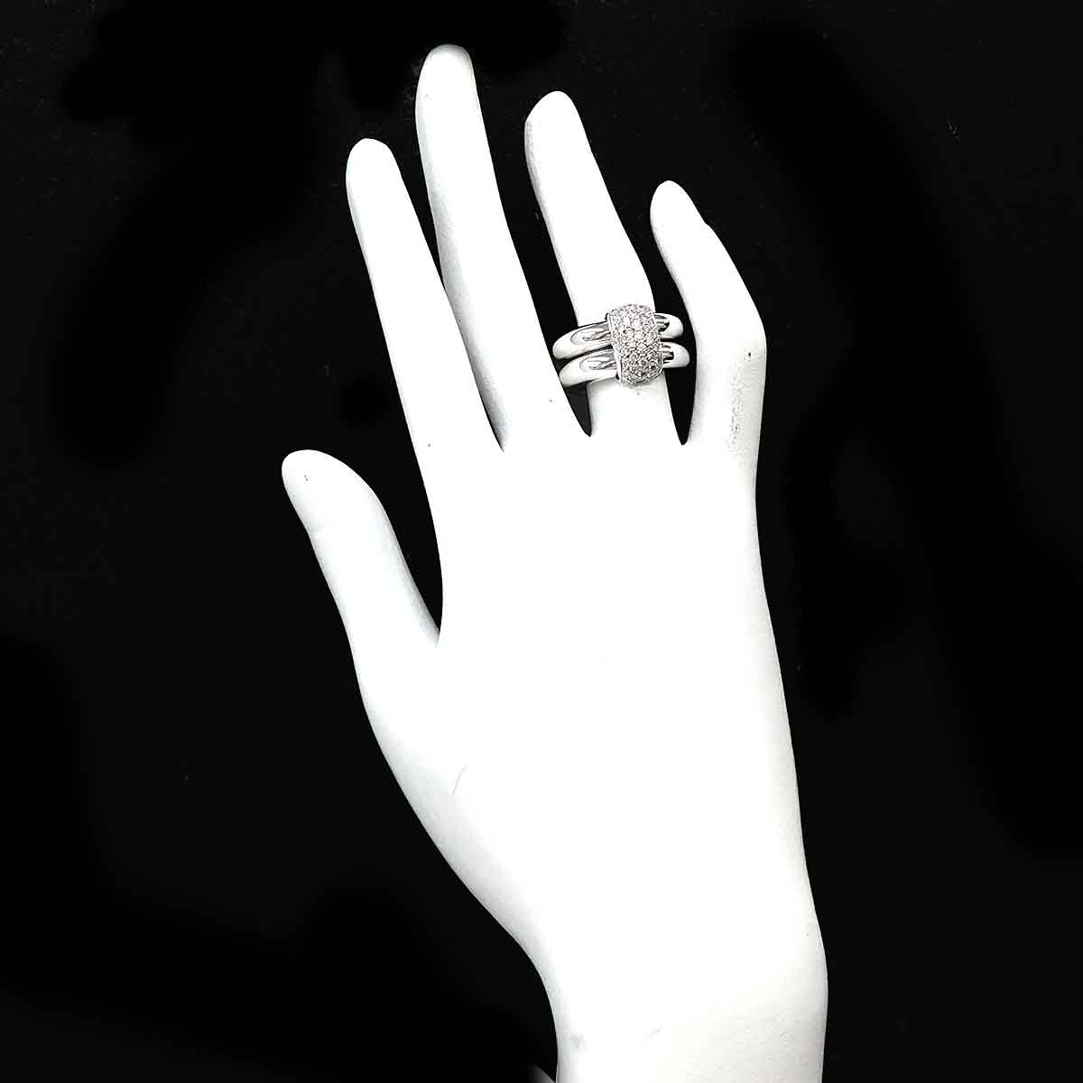 Diamond Ring 18K White Gold 750 size 6.25-6.5(US)
