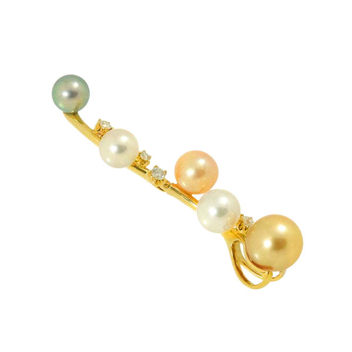 Akoya Pearl 9.0-6.6mm Diamond 0.19ct Pendant Top 18K YG 750
