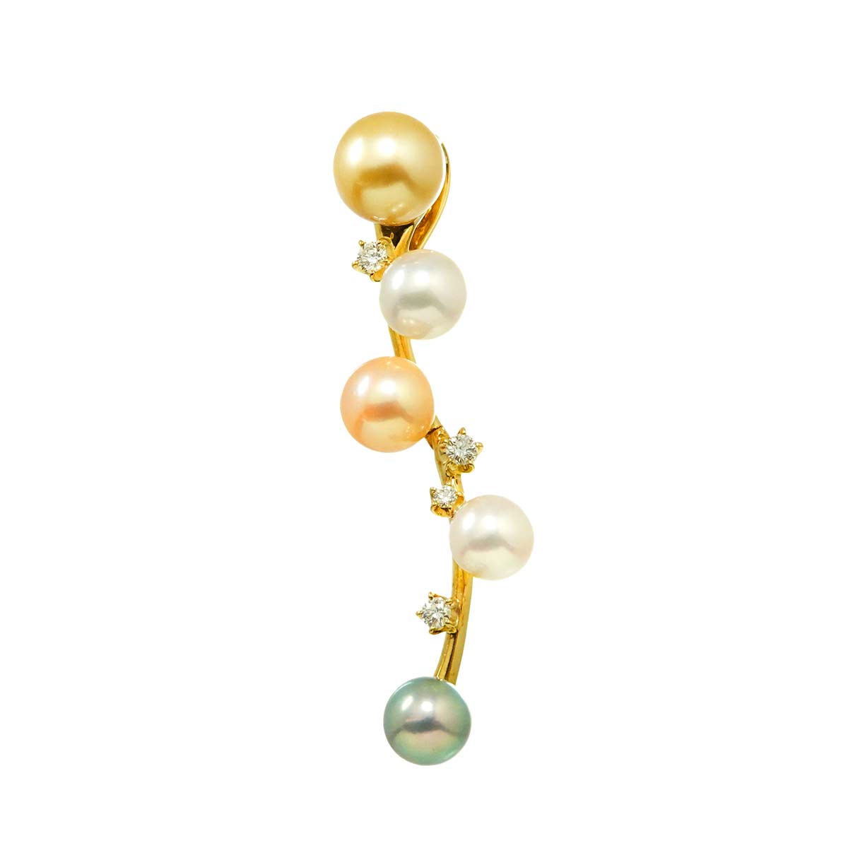 Akoya Pearl 9.0-6.6mm Diamond 0.19ct Pendant Top 18K YG 750