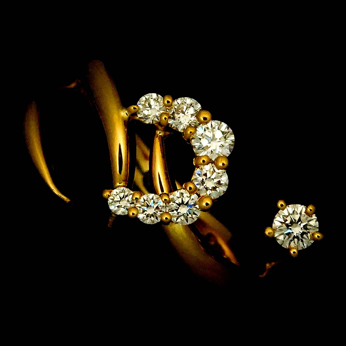 Diamond 0.23ct Ring 18K YG 750 size2.5(US)