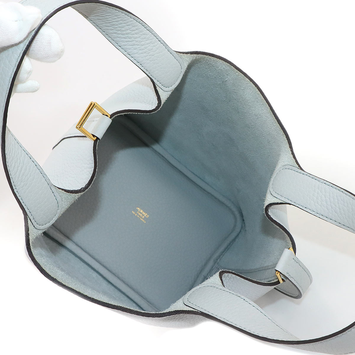 Picotin Lock PM Hand Bag Taurillon Clemence Blue pale
