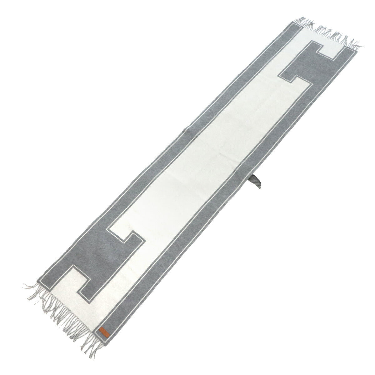 Winter Scarf Casaque Clefs de H Cashmere 100% White Gray