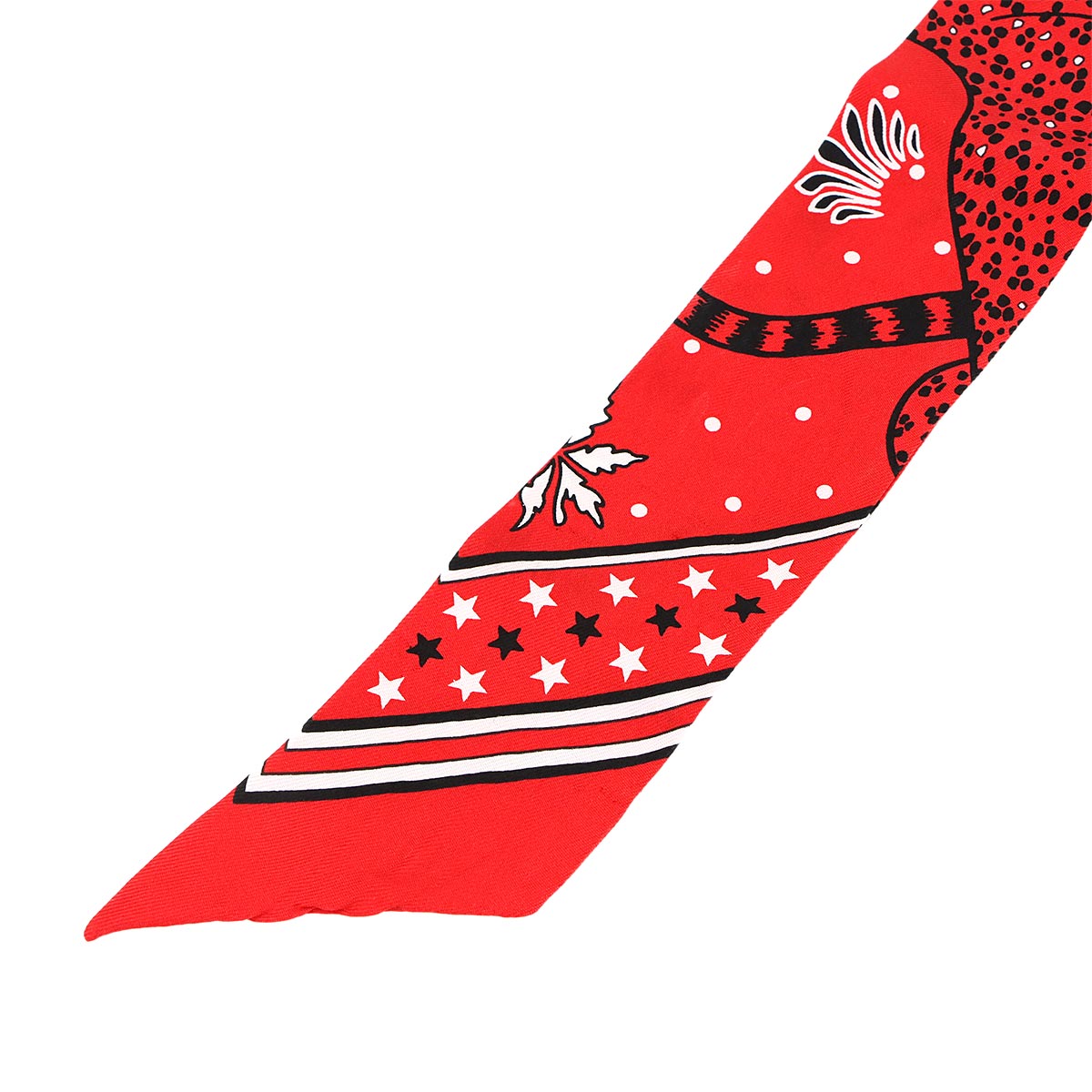 Twilly Scarf Les Leopards Bandana Silk 100% Red