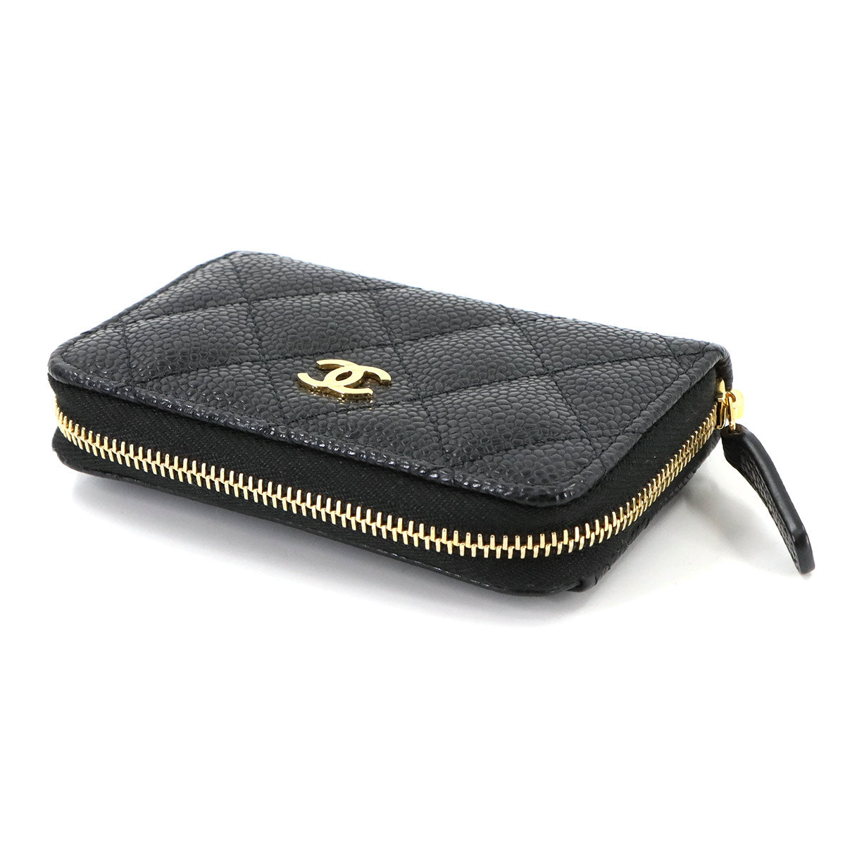 Matelasse Coin Case Purse Leather Black AP0216