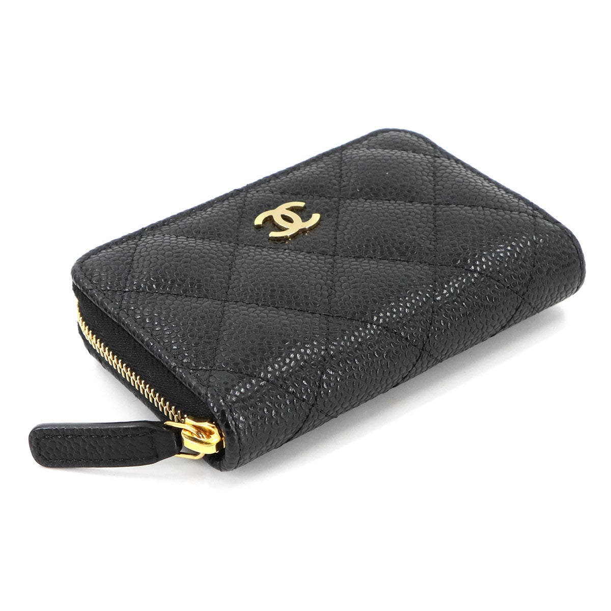Matelasse Coin Case Purse Leather Black AP0216