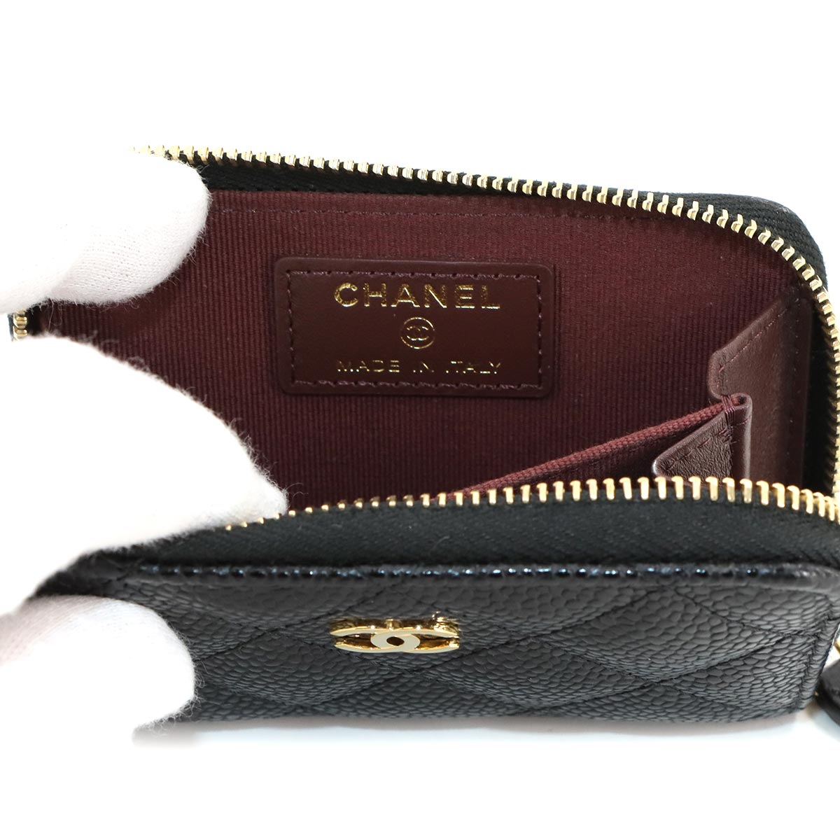 Matelasse Coin Case Purse Leather Black AP0216