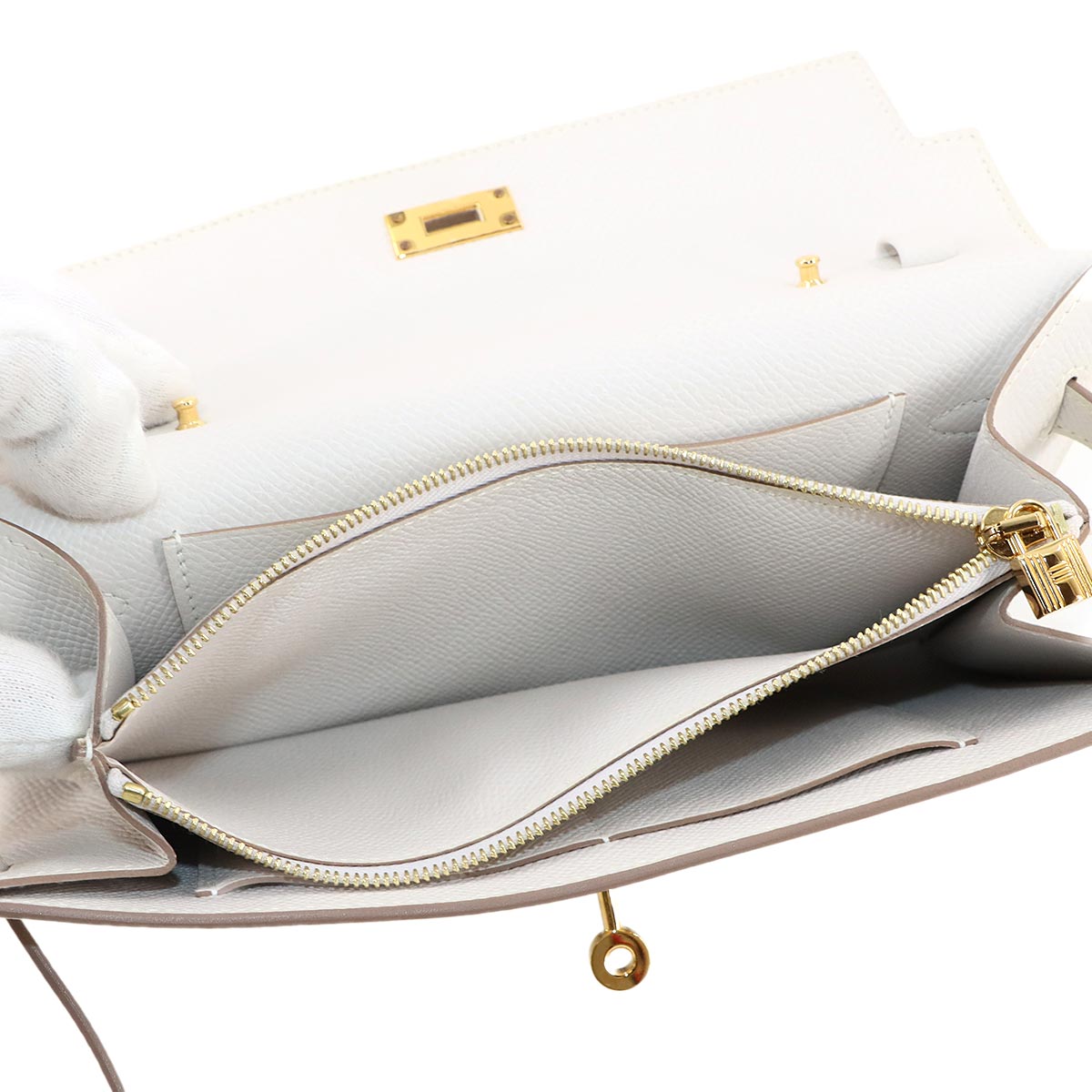 Kelly To Go Shoulder Wallet Epsom New Gris Perle Purse