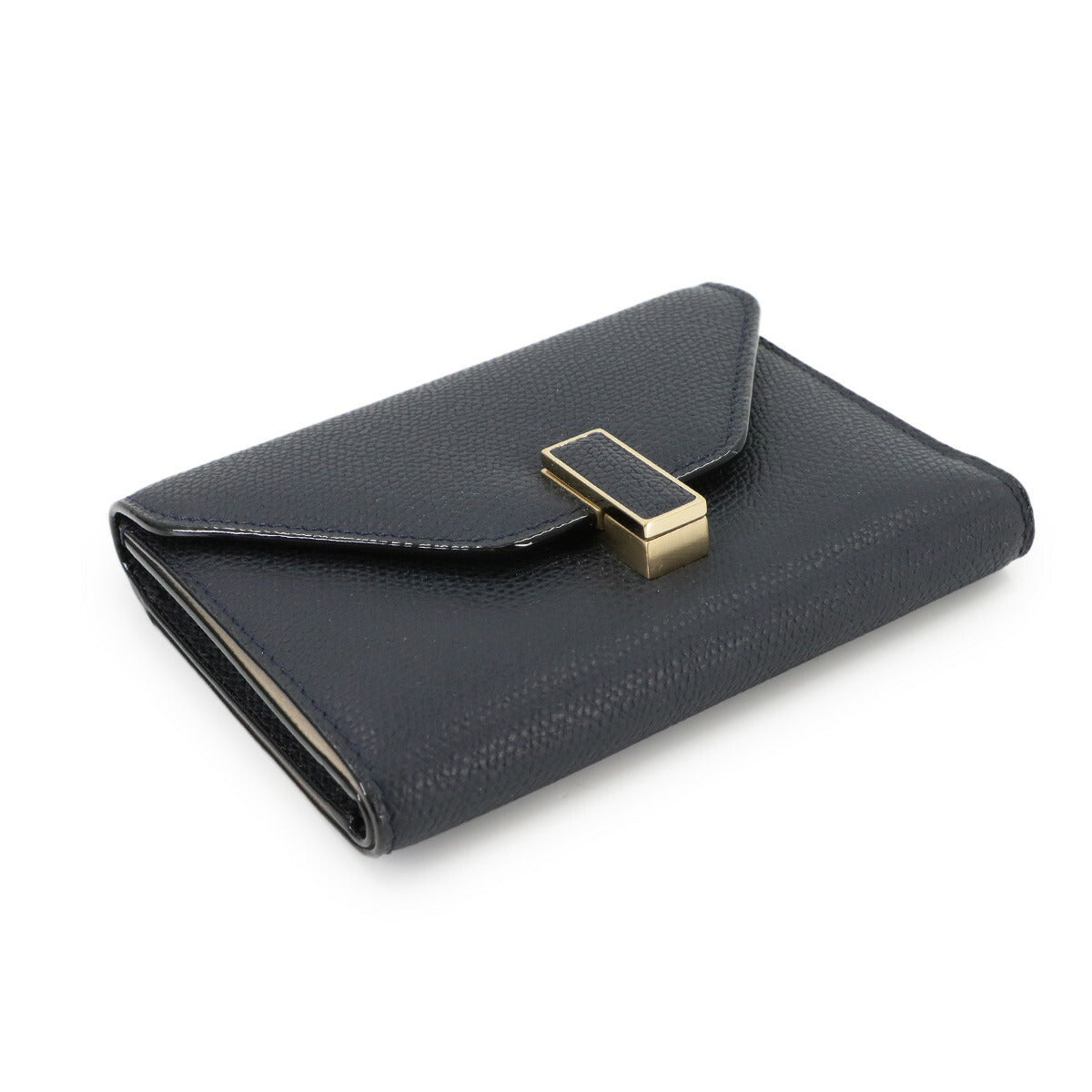Iside Compact Wallet Purse Leather Night Blue