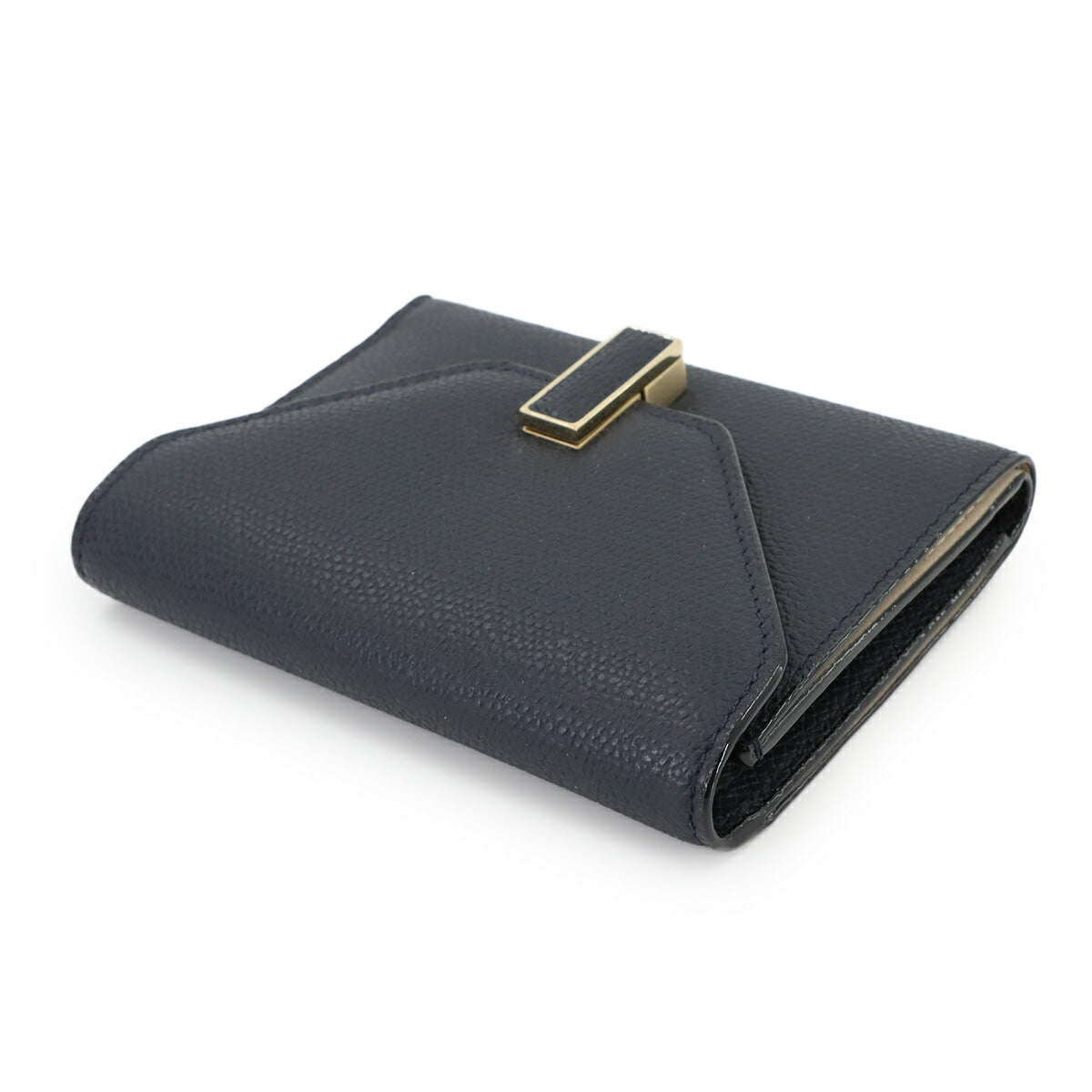 Iside Compact Wallet Purse Leather Night Blue