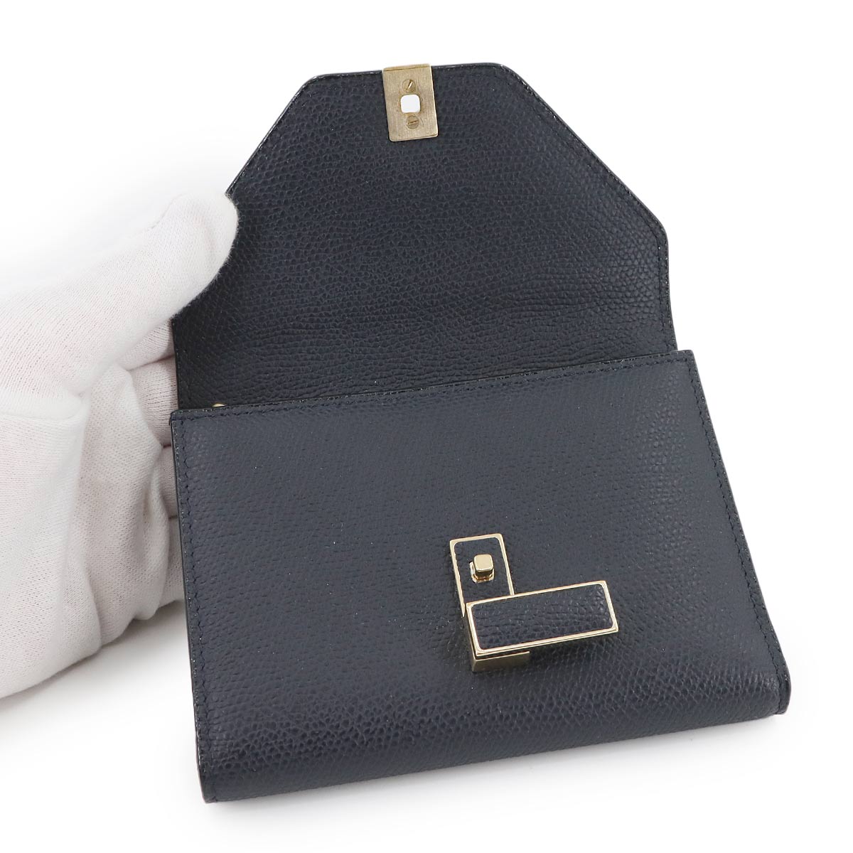 Iside Compact Wallet Purse Leather Night Blue