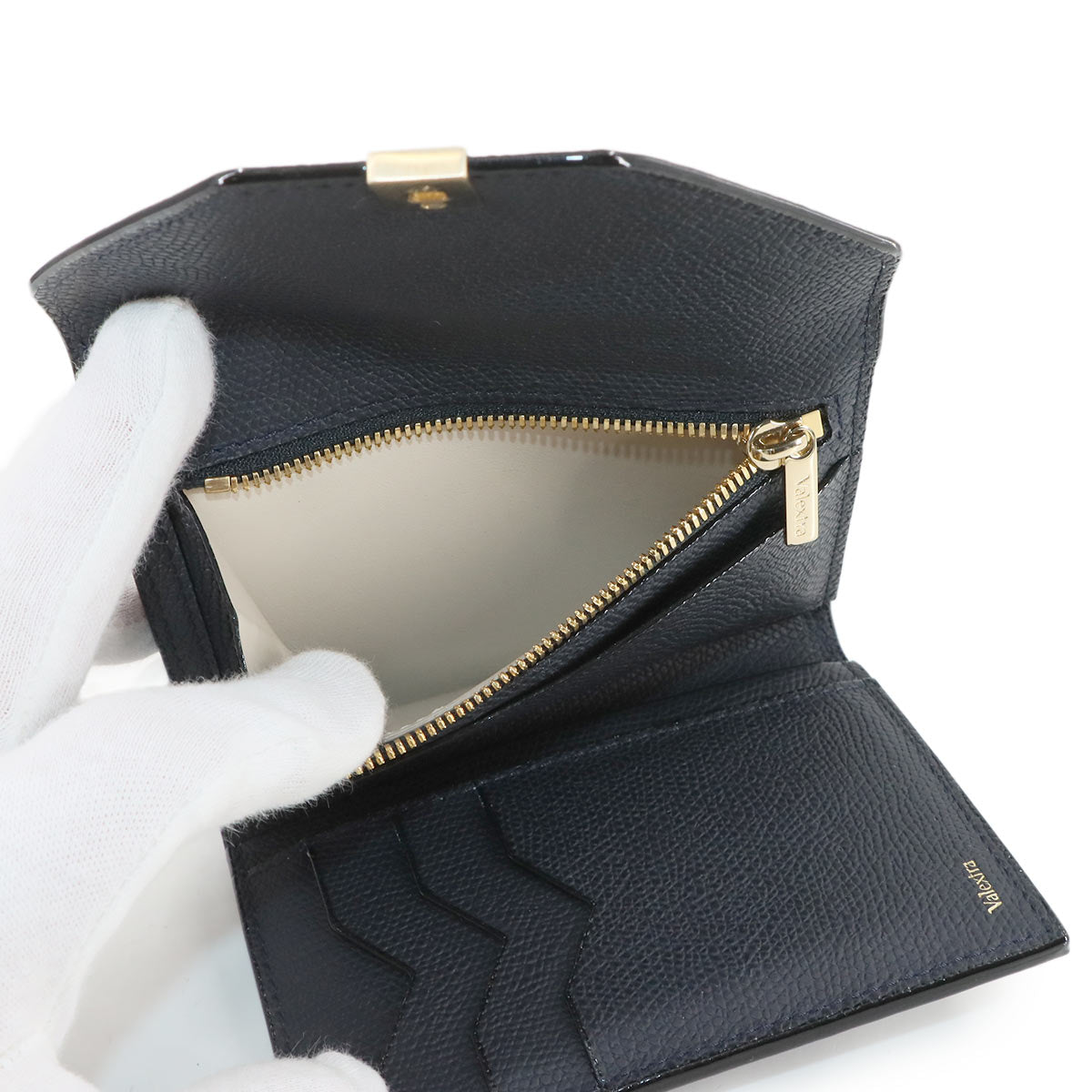 Iside Compact Wallet Purse Leather Night Blue