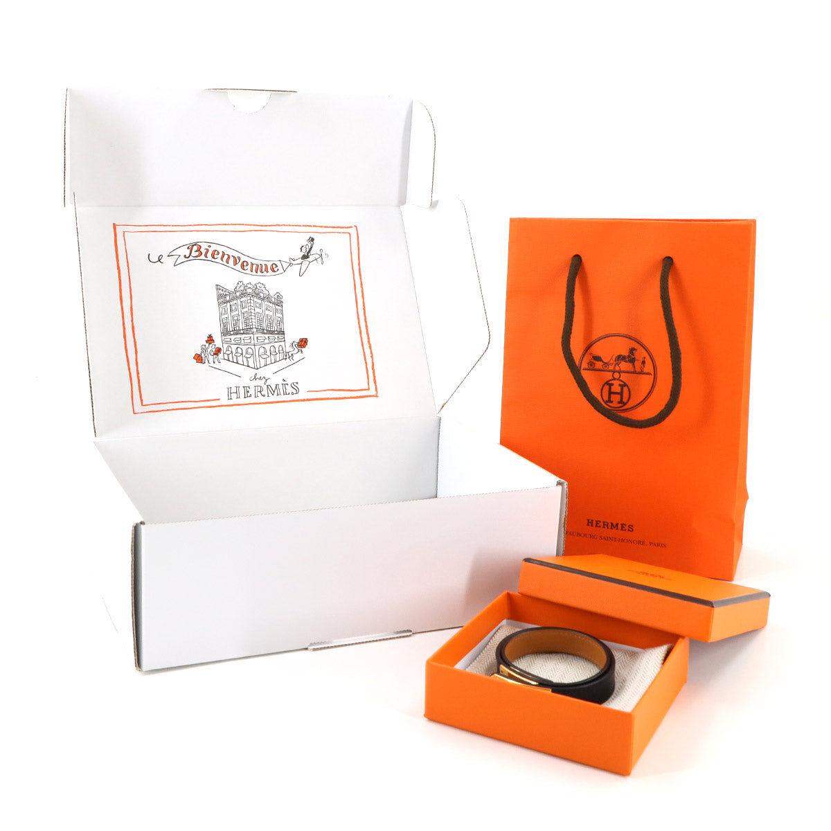Kelly Double Tour Bracelet Box Calf Black T3 Accessory