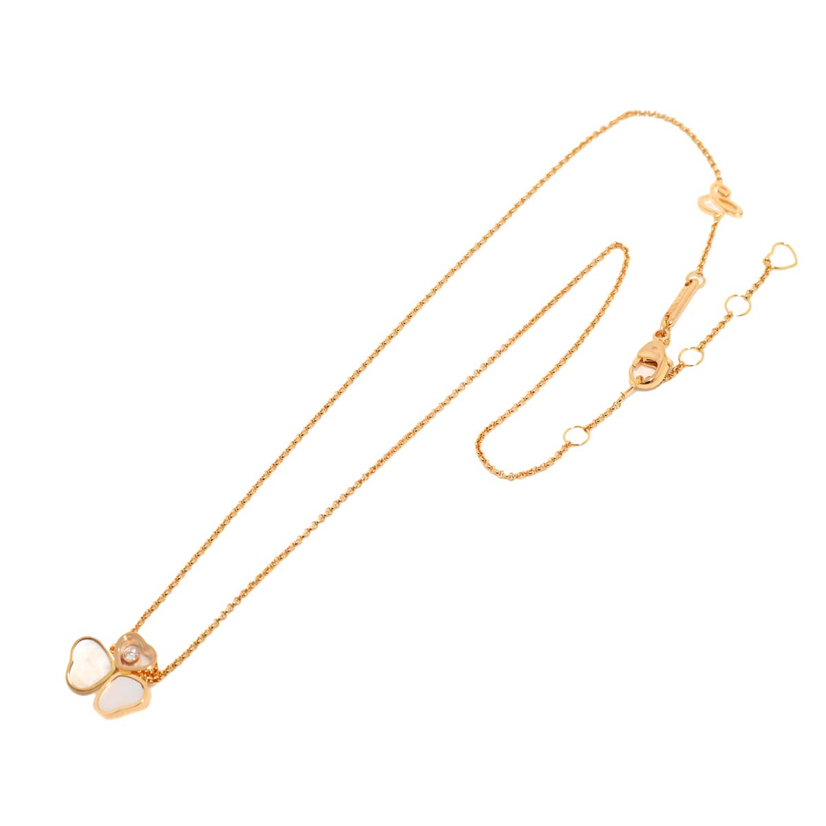 Happy Heart Diamond Mother of Pearl MOP Necklace 18K PG 750