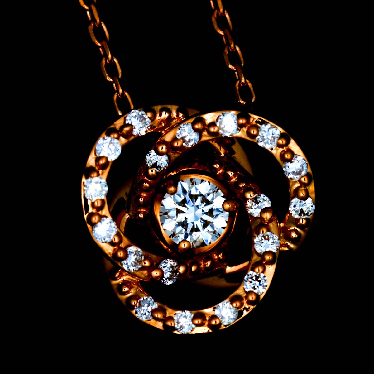4C Diamond Necklace 18K Pink Gold 750
