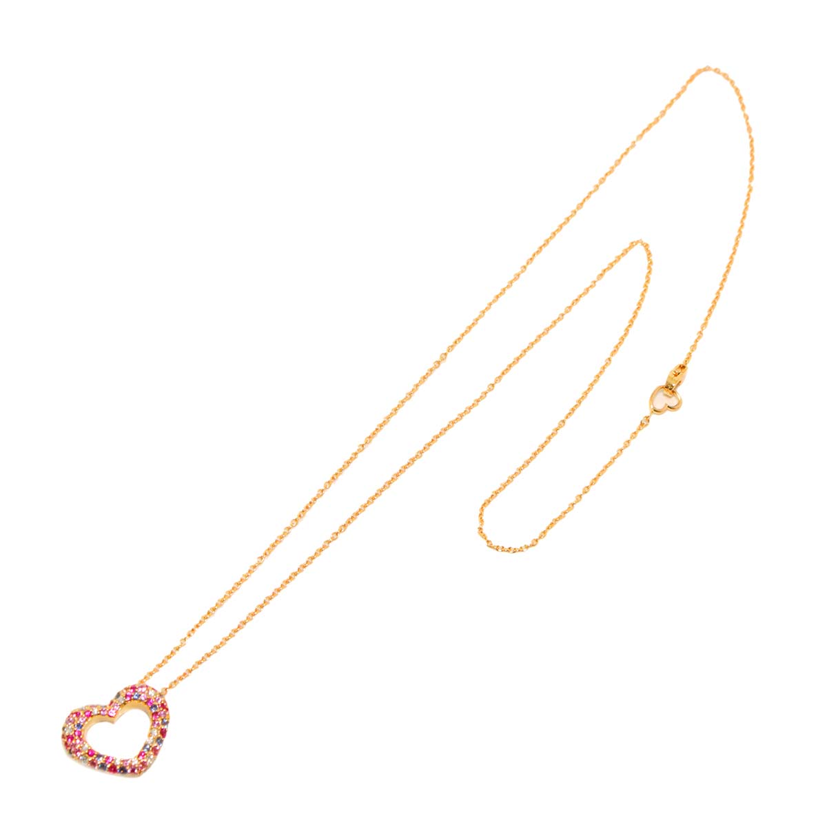 Sapphire 0.70ct Diamond 0.14ct Necklace 18K PG 750