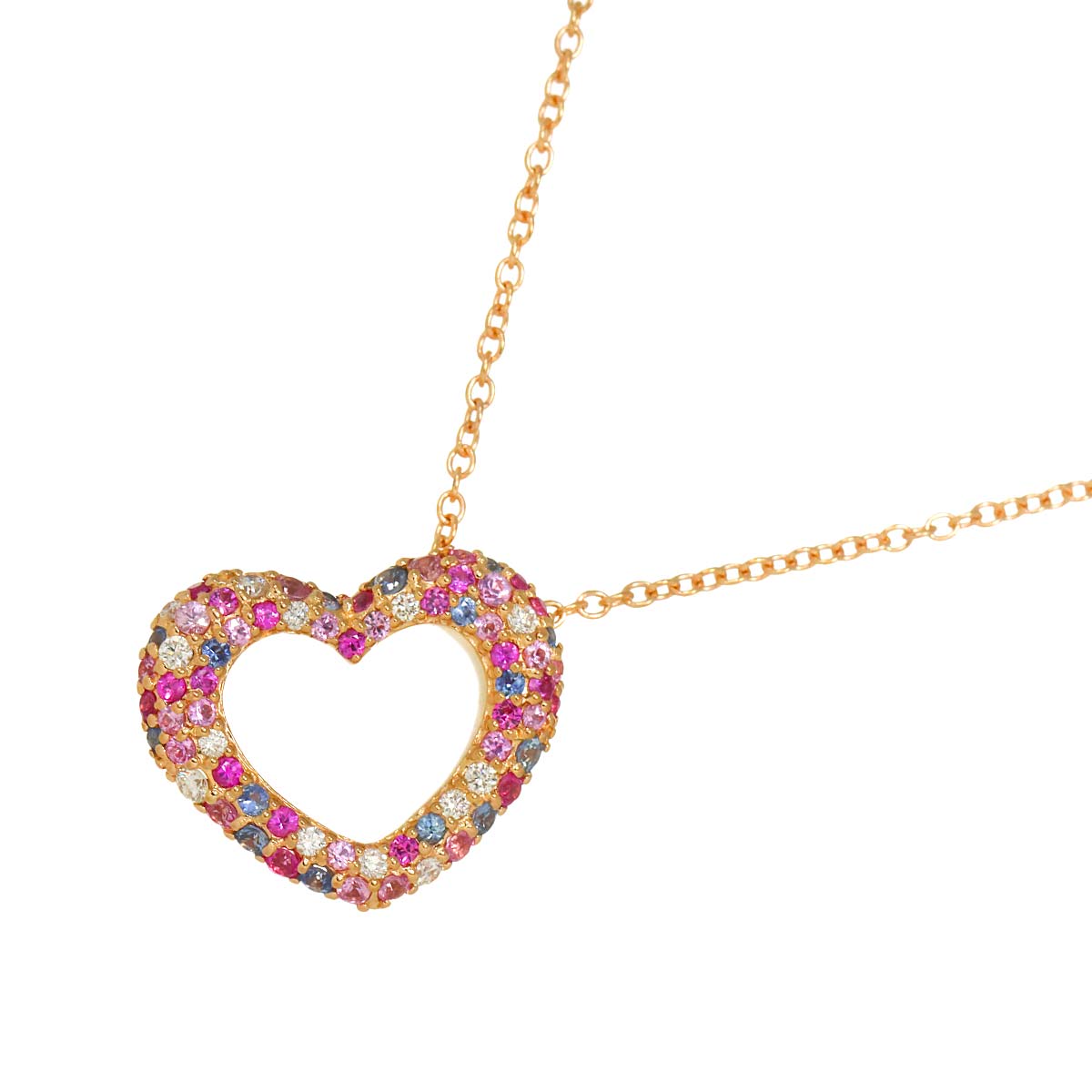 Sapphire 0.70ct Diamond 0.14ct Necklace 18K PG 750