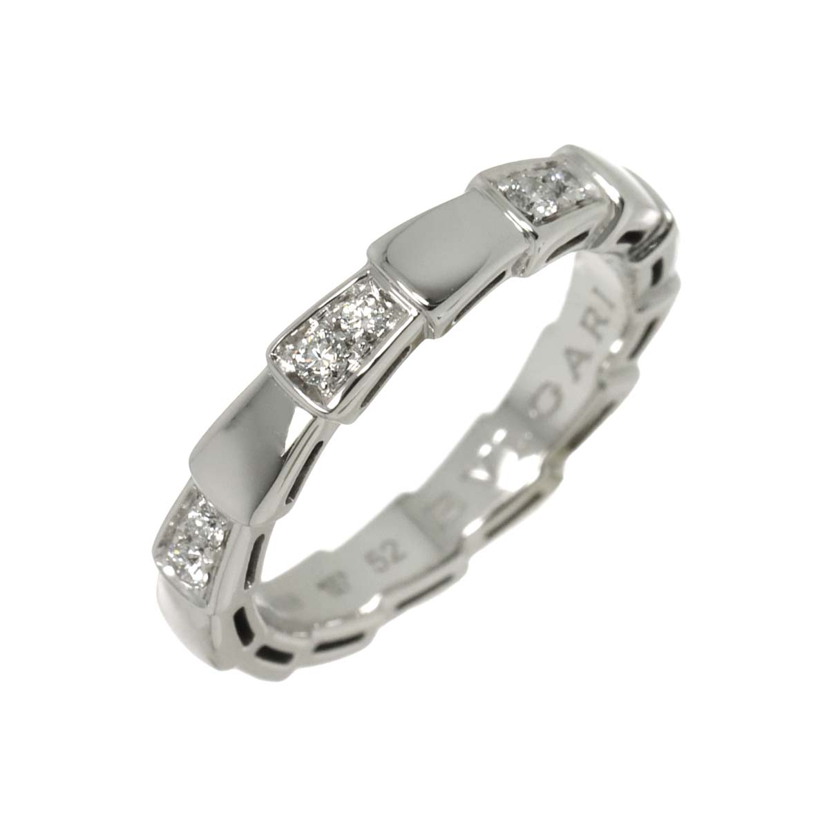 Serpenti Viper Diamond Ring 18K White Gold 750 size52 6(US)