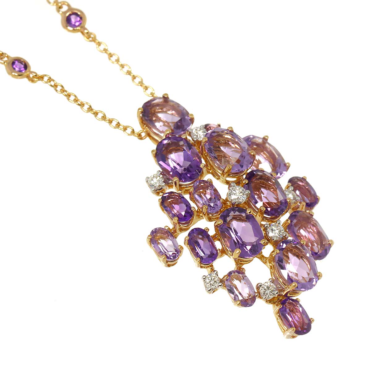 Amethyst Diamond Necklace 18K PG 750 90295156