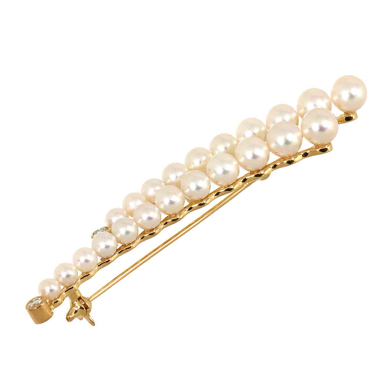 Akoya Pearl 5.8-3.4mm Diamond Brooch 18K PG 750