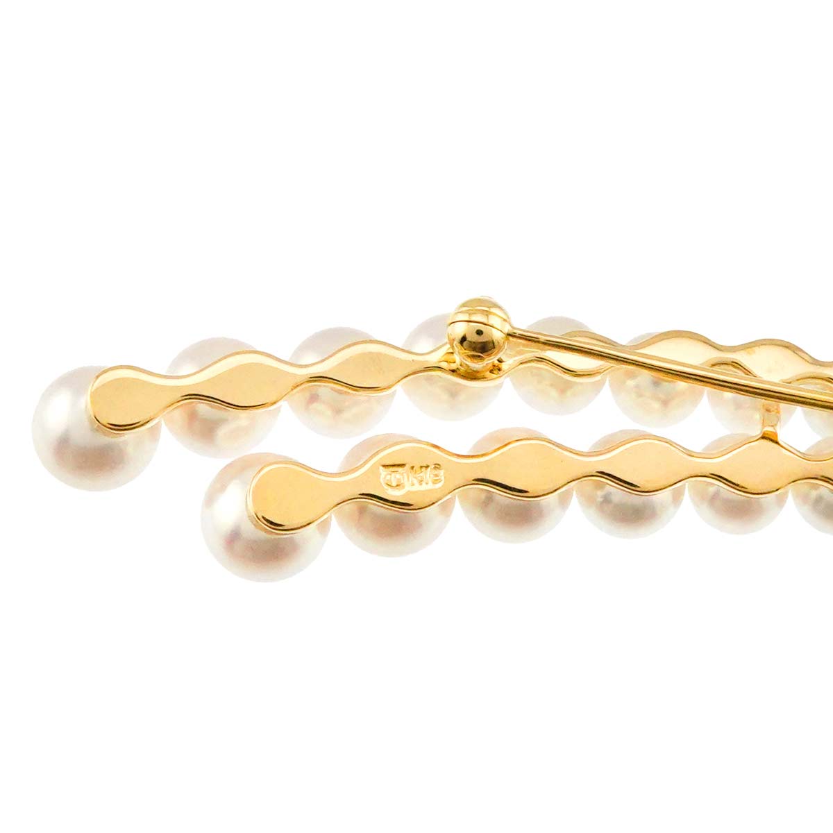 Akoya Pearl 5.8-3.4mm Diamond Brooch 18K PG 750