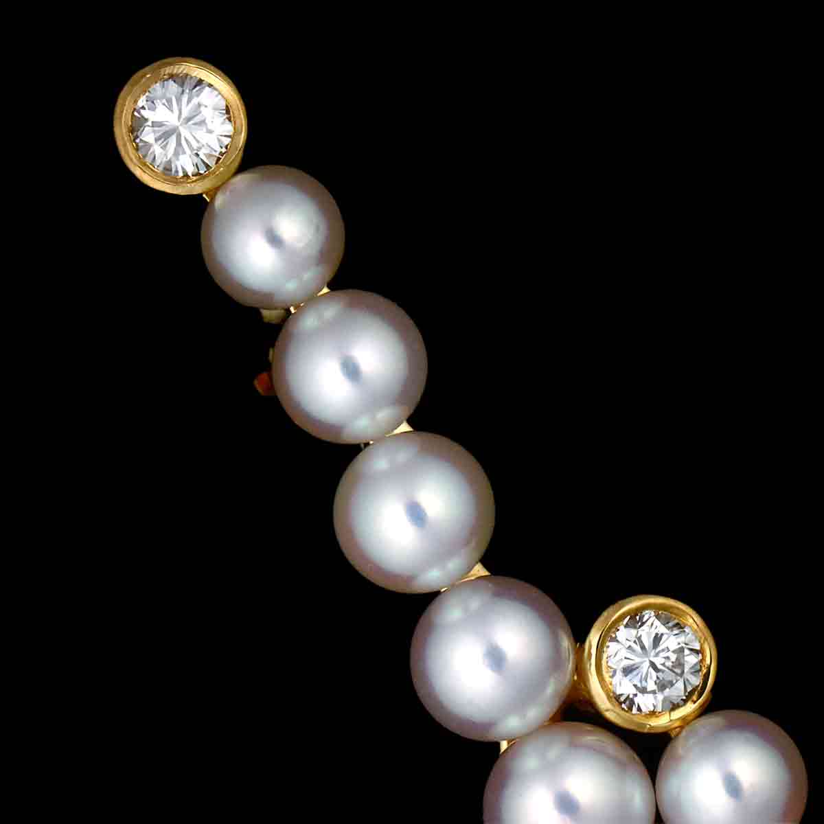 Akoya Pearl 5.8-3.4mm Diamond Brooch 18K PG 750