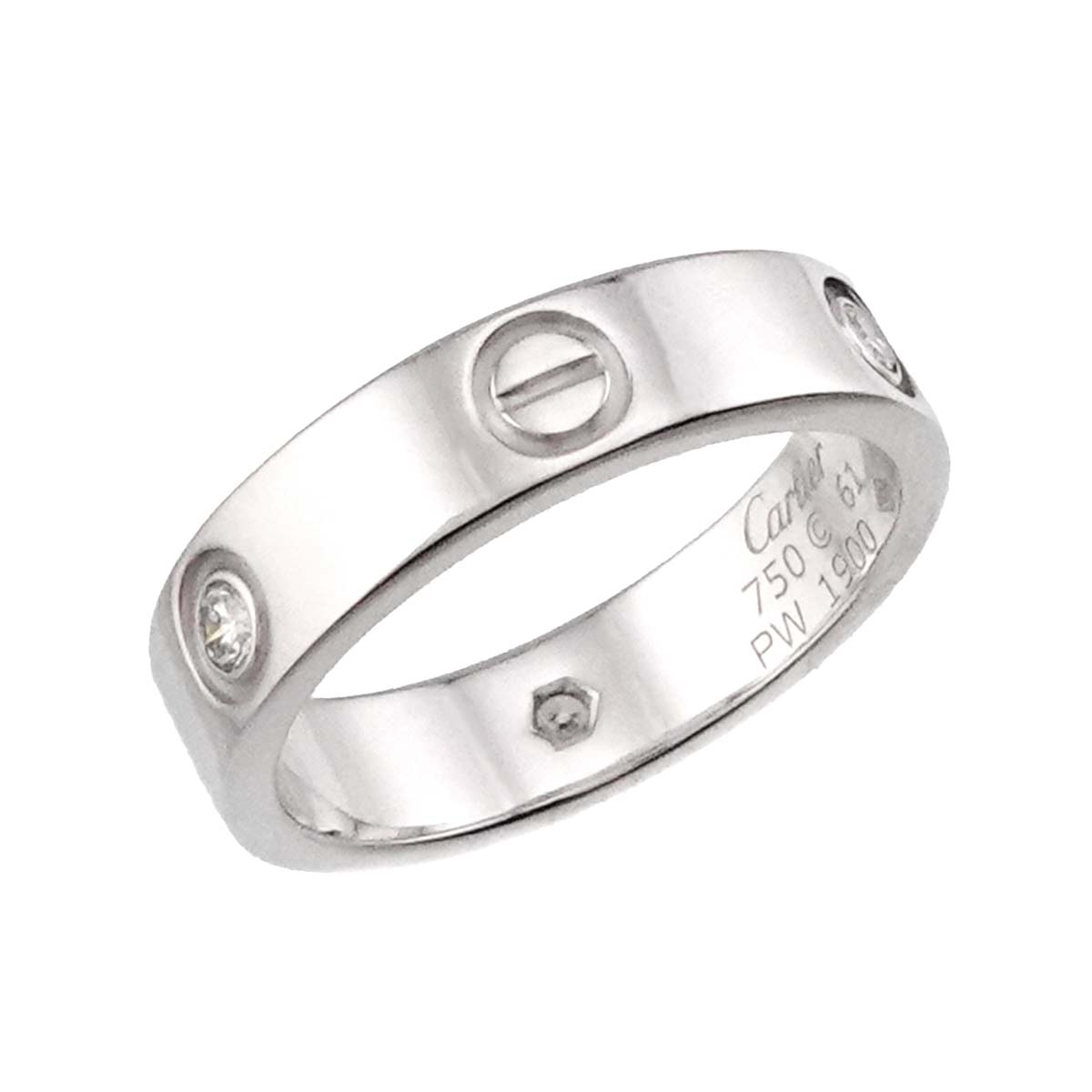 Love Ring Diamond 3P 18K White Gold 750 size61 9-9.5(US)