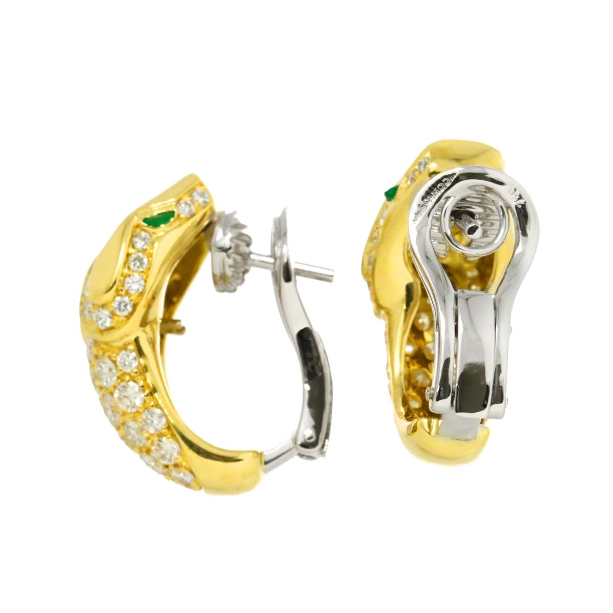 Diamond 2.43ct Emerald 0.08ct Earrings Pierced 18K YG 750