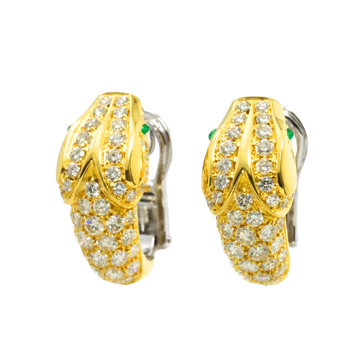 Diamond 2.43ct Emerald 0.08ct Earrings Pierced 18K YG 750