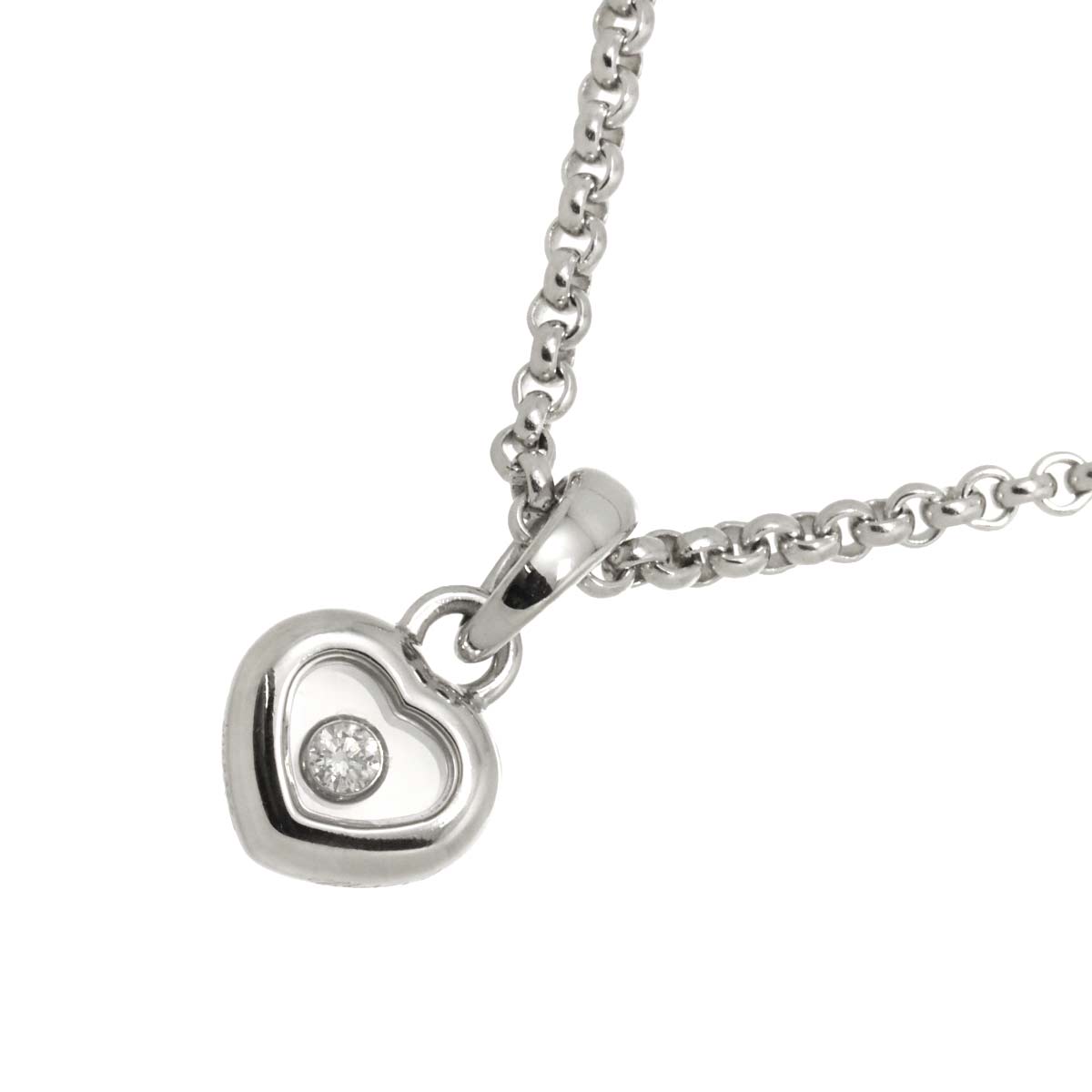 Happy Diamond Heart Necklace 18K White Gold 750