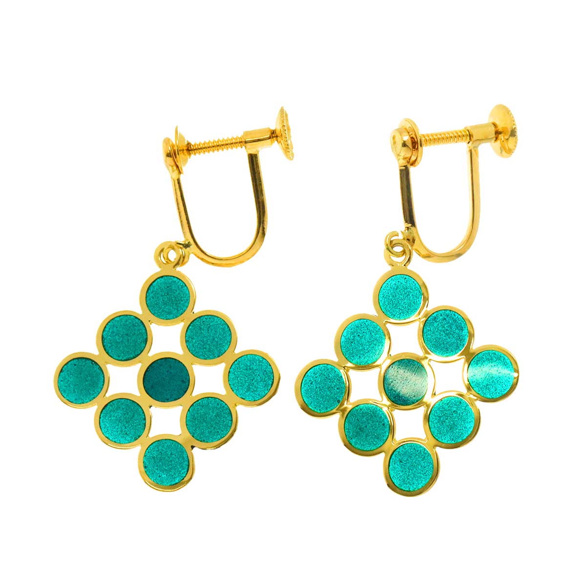 Enamel Earrings 18K Yellow Gold 750