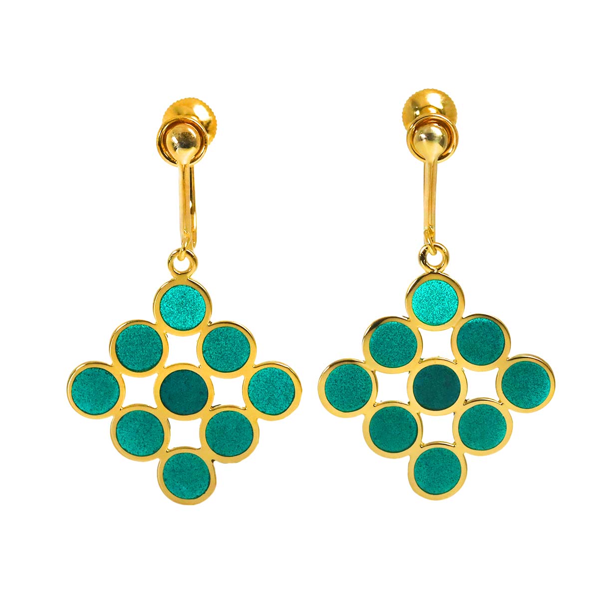 Enamel Earrings 18K Yellow Gold 750