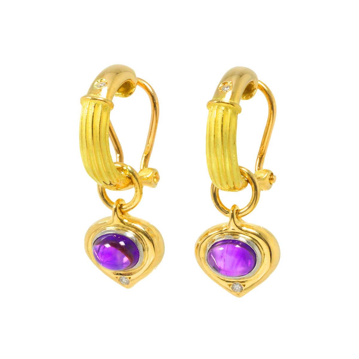 Amethyst Diamond Earrings Clip on 18K YG Pt