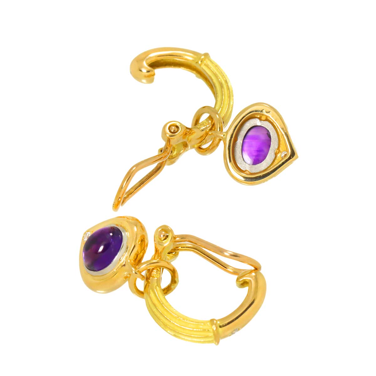 Amethyst Diamond Earrings Clip on 18K YG Pt